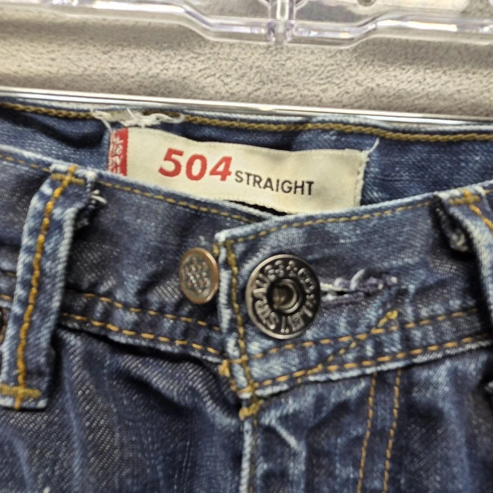 Vintage Levis 504 Jeans Mens 33x34 Blue Straight Engineered Zip Pocket Dark Wash